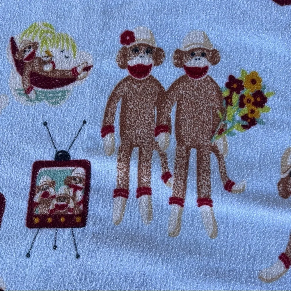VTG Nick & Nora Sock Monkey 4-Piece Full Size Flannel Sheet Set 100% Cotton READ